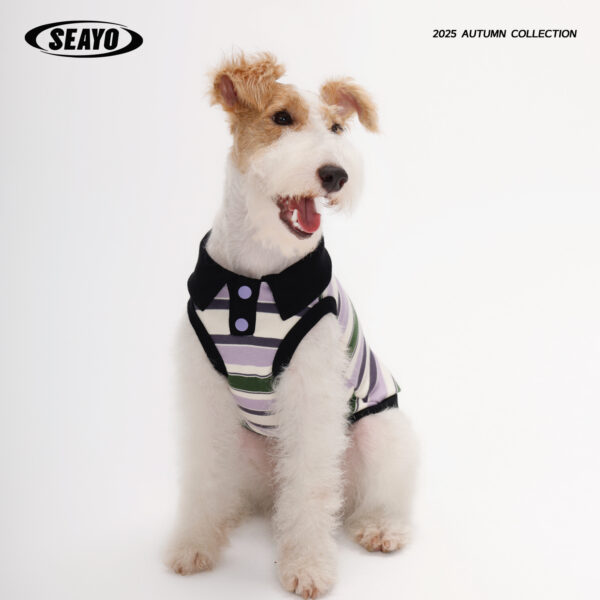 SEAYO Striped Polo Dog Vest Stylish Pet Shirt for Small and Medium Dogs